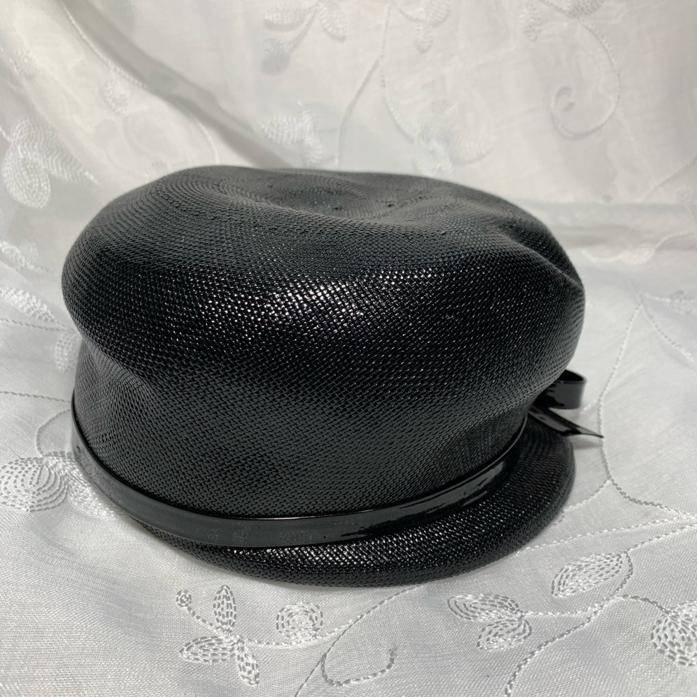 Vintage Linda Anne Black Straw Hat - Picture 6 of 8